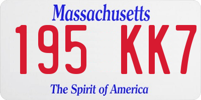 MA license plate 195KK7
