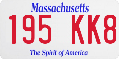 MA license plate 195KK8
