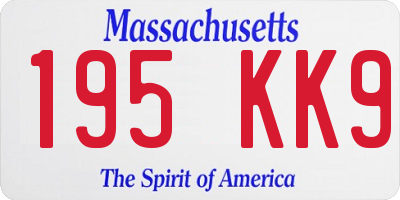 MA license plate 195KK9