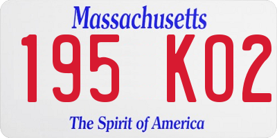MA license plate 195KO2