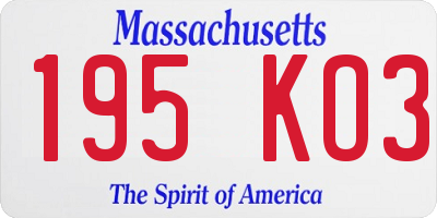 MA license plate 195KO3