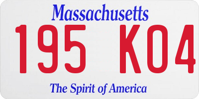 MA license plate 195KO4