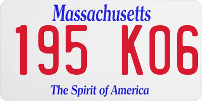 MA license plate 195KO6