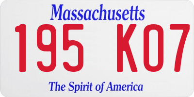 MA license plate 195KO7