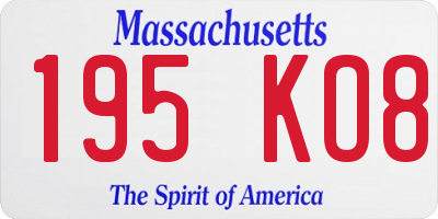 MA license plate 195KO8