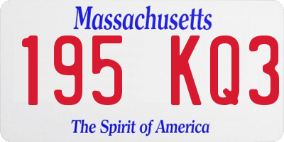 MA license plate 195KQ3
