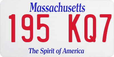 MA license plate 195KQ7