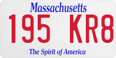 MA license plate 195KR8