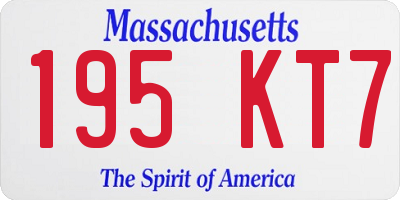MA license plate 195KT7