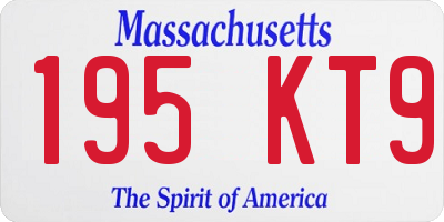 MA license plate 195KT9