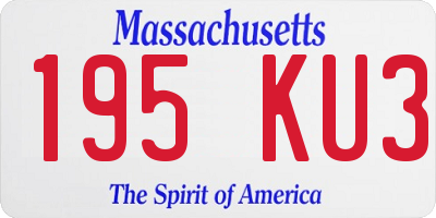 MA license plate 195KU3