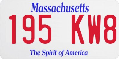 MA license plate 195KW8