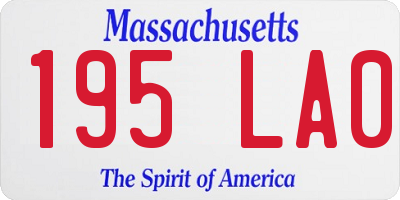 MA license plate 195LA0