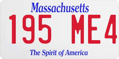 MA license plate 195ME4