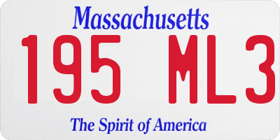 MA license plate 195ML3