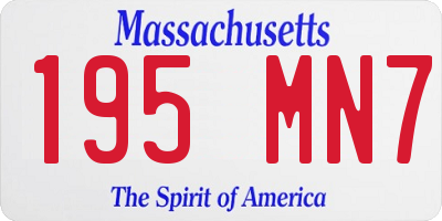 MA license plate 195MN7