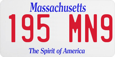 MA license plate 195MN9