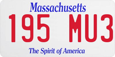 MA license plate 195MU3