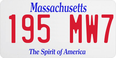 MA license plate 195MW7