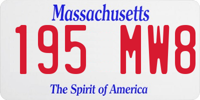 MA license plate 195MW8