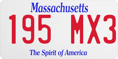 MA license plate 195MX3