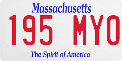 MA license plate 195MY0