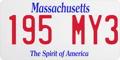 MA license plate 195MY3