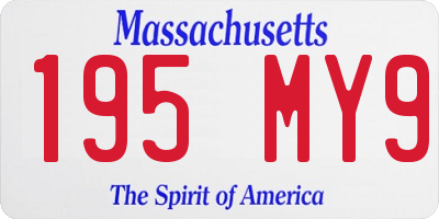 MA license plate 195MY9