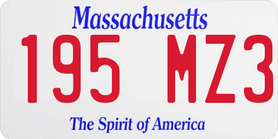 MA license plate 195MZ3