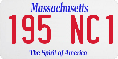 MA license plate 195NC1