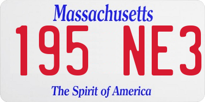MA license plate 195NE3