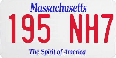 MA license plate 195NH7