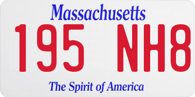 MA license plate 195NH8