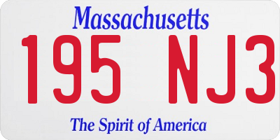MA license plate 195NJ3