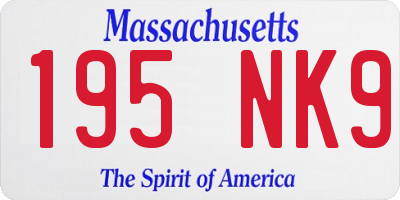 MA license plate 195NK9