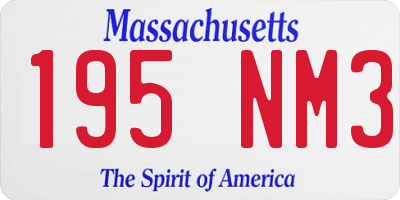 MA license plate 195NM3
