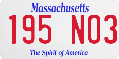 MA license plate 195NO3