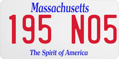 MA license plate 195NO5