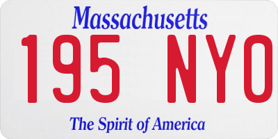 MA license plate 195NY0