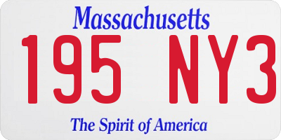 MA license plate 195NY3