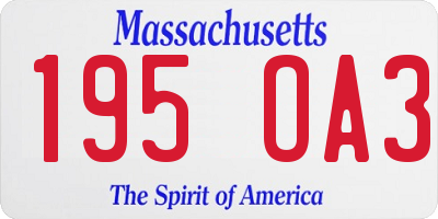 MA license plate 195OA3