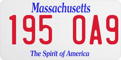 MA license plate 195OA9
