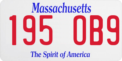 MA license plate 195OB9