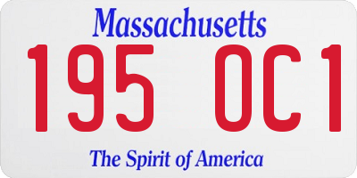 MA license plate 195OC1