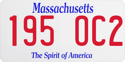 MA license plate 195OC2