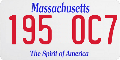 MA license plate 195OC7