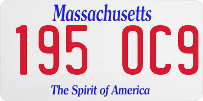 MA license plate 195OC9