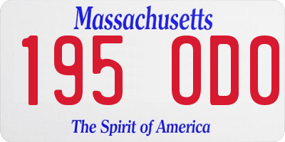 MA license plate 195OD0