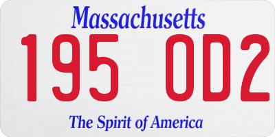 MA license plate 195OD2