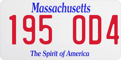 MA license plate 195OD4